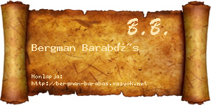 Bergman Barabás névjegykártya
